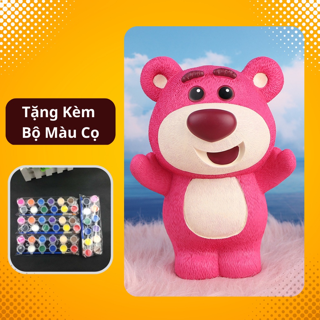 Tượng tô gấu dâu thạch cao cho bé- Set tô tượng gấu dâu tặng kèm màu và cọ vẽ giúp bé thỏa sức sáng tạo