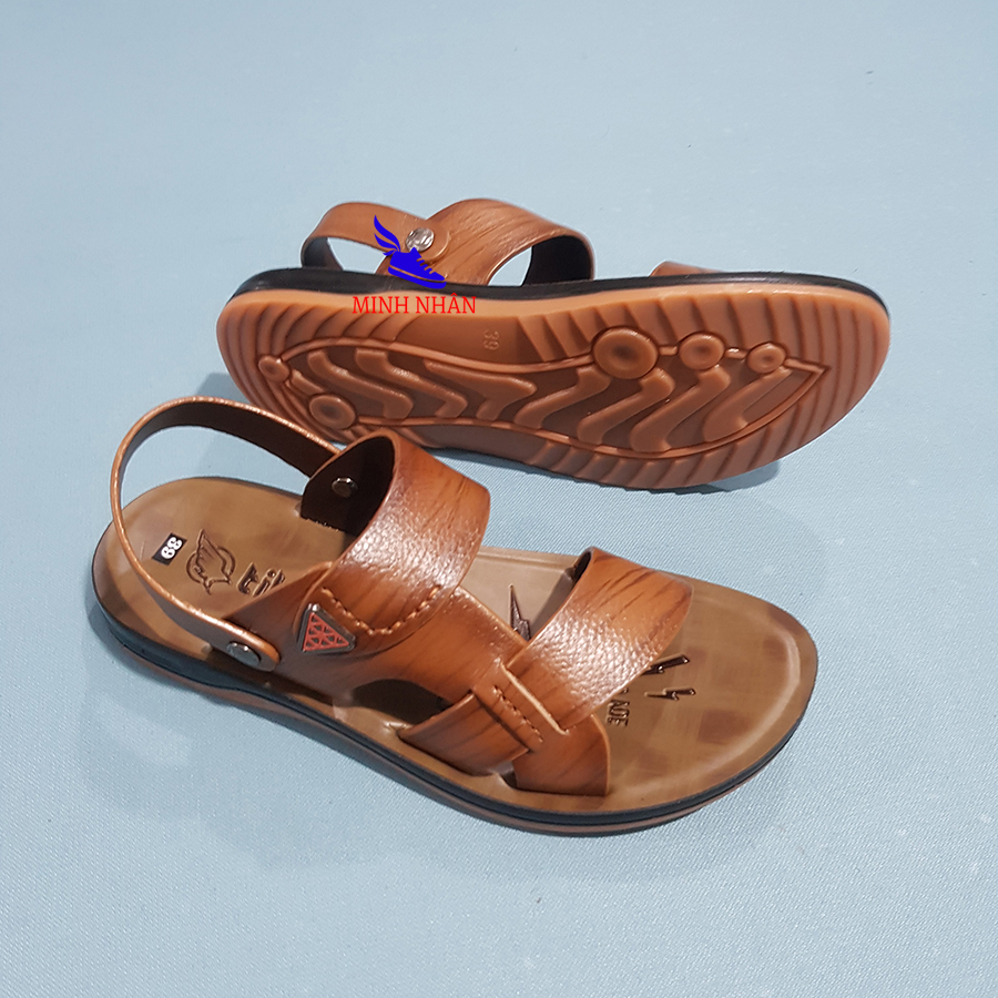 Xưởng giày Minh Nhân - Dép da bò nam Q-11 da siêu mềm đế kếp Xăng đan Sandal nam da bò xịn quai ngang quai hậu cao cấp xuất khẩu thời trang đẹp giá rẻ màu nâu