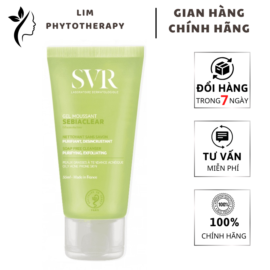 Sữa rửa mặt SVR chứa PHA dành cho da hỗn hợp, da dầu mụn SVR Sebiaclear Gel Moussant 55ml