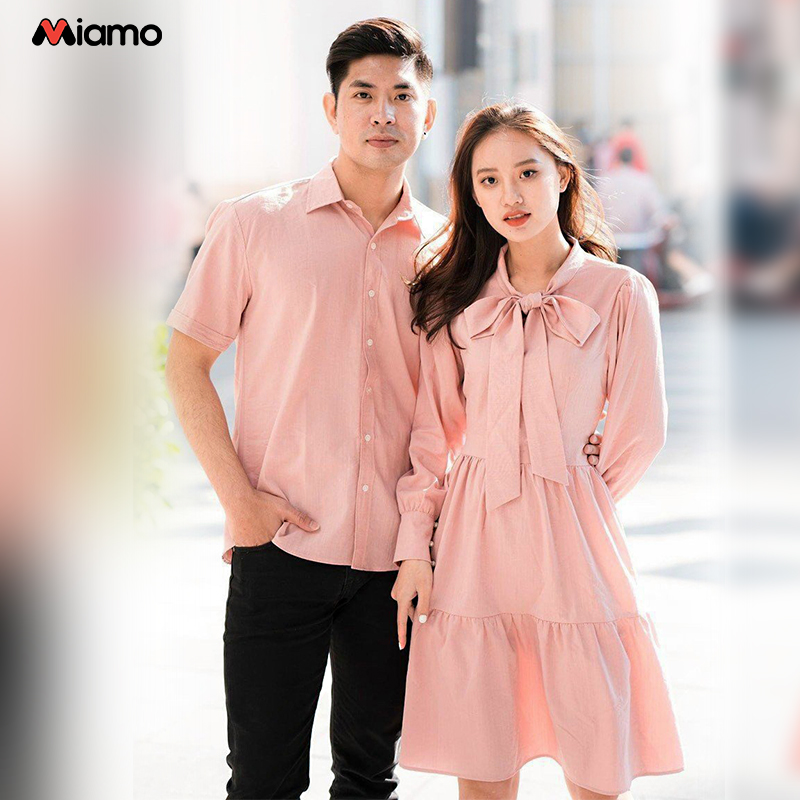 Đồ đôi nam nữ áo sơ mi nam - đầm nữ thích hợp đi chơi du lịch chụp ảnh cưới Miamo NB433 (KÈM ẢNH THẬT)