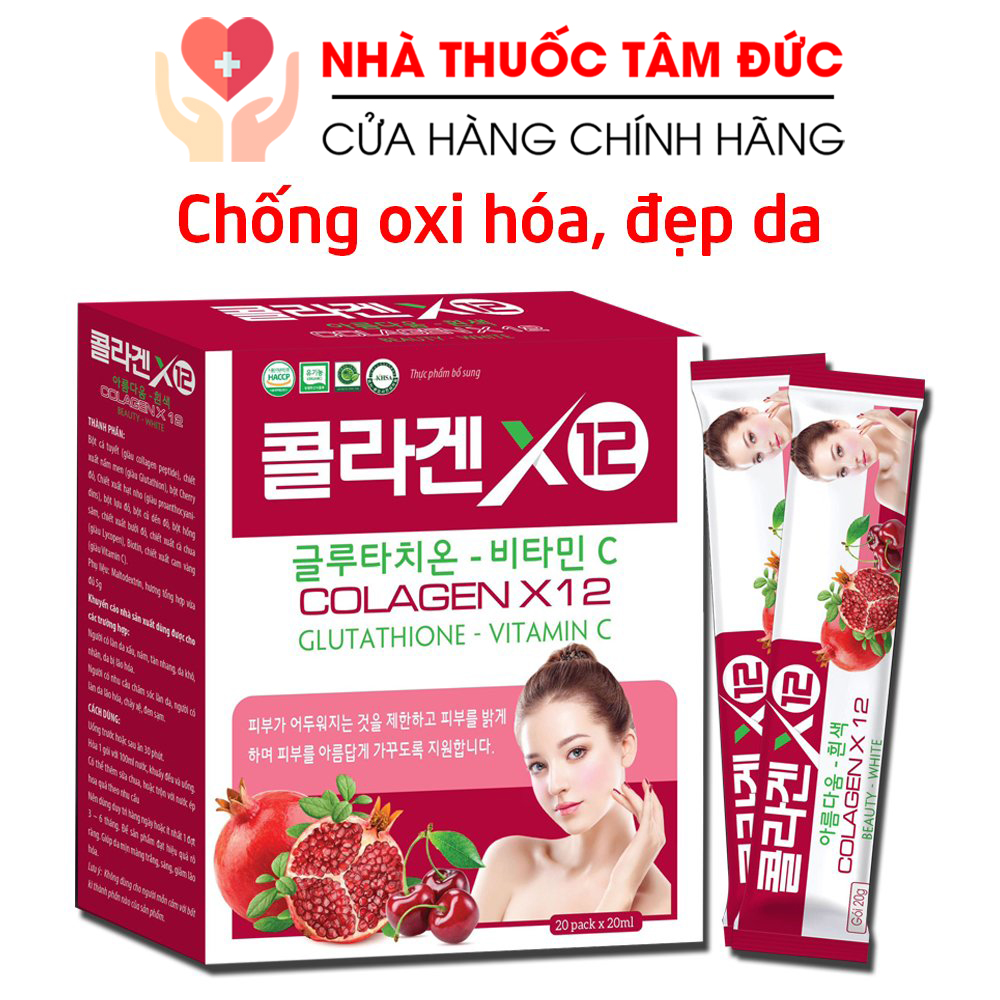 Gel nước Collagen X12 Glutathione cherry, lựu đỏ