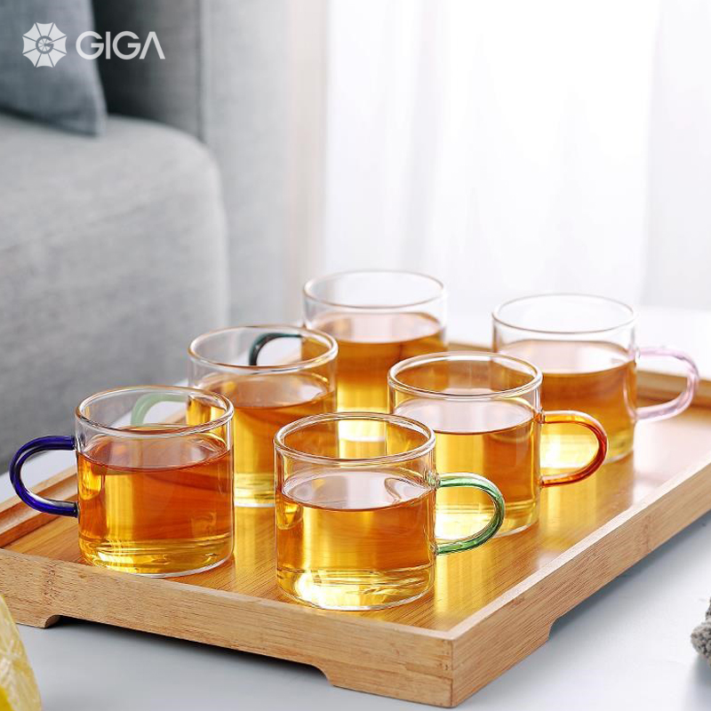 GIGA Essential Ins phong cách cốc thủy tinh Borosilicat cao/cốc nước trong suốt gia đình/cốc trà nhỏ đơn giản/cốc đôi/cốc gia đình/cốc sữa/cốc trà hoa
