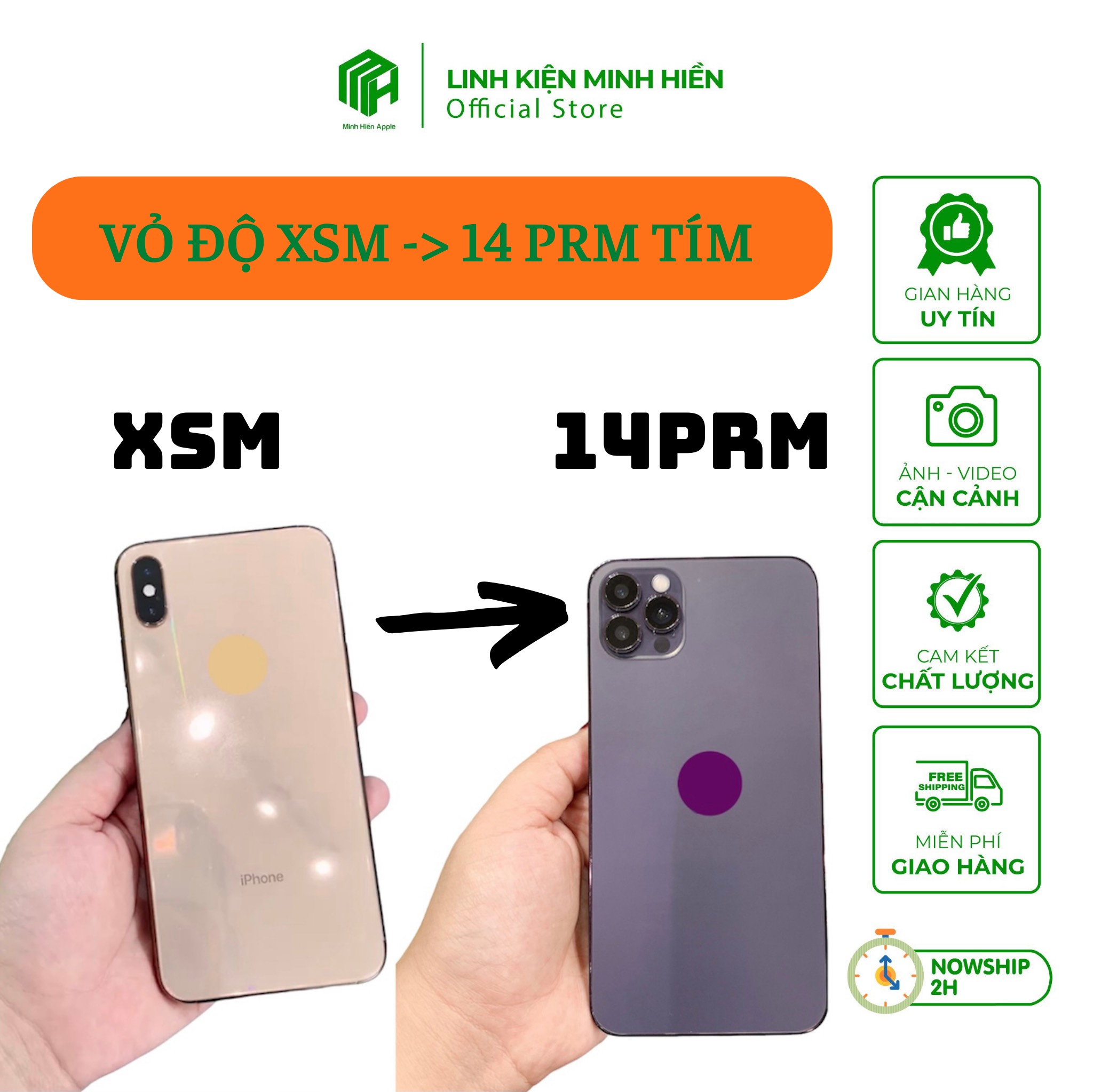 VỎ ĐỘ Tím siêu hot dành cho iP Xsmax lên 14 Promax. TẶNG dây led, bộ nút, khay sim cùng màu và ron chống nước.