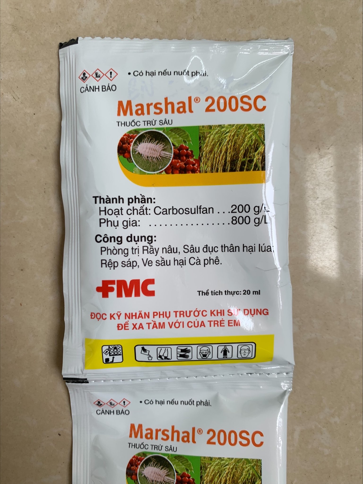 Marshal 200SC 20ml - FMC - thuốc trừ sâu đục thân, rầy nâu, rệp sáp