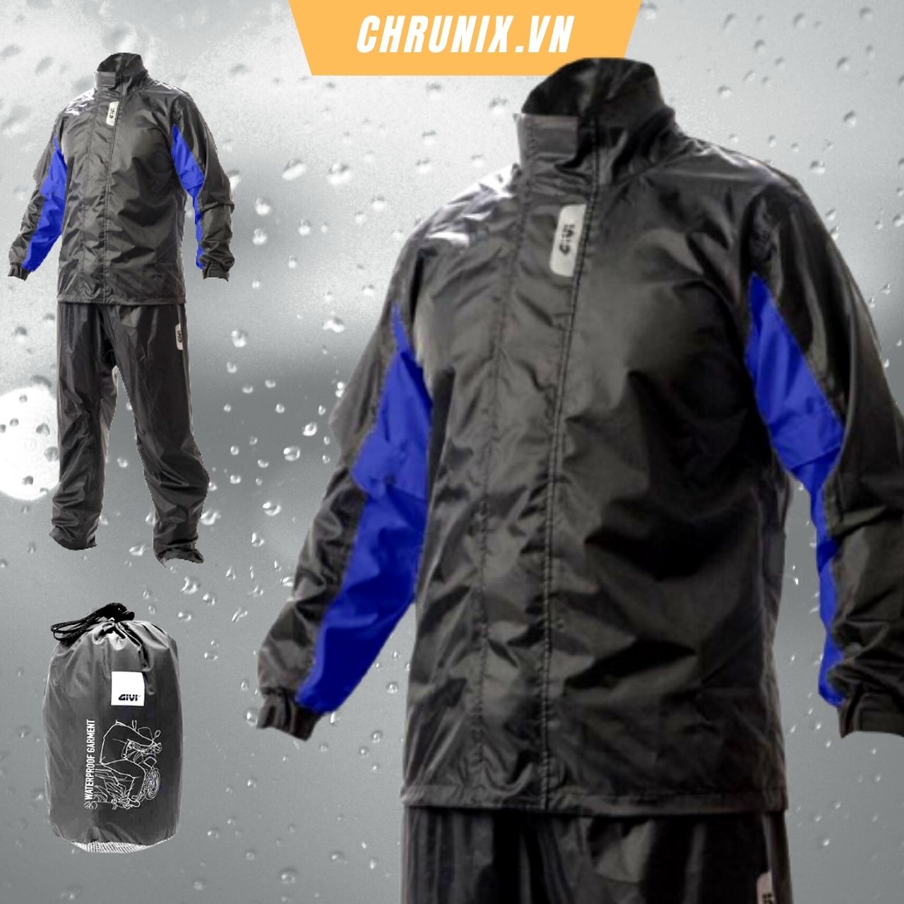 Áo mưa bộ givi rider tech rrs06 cao cấp chính hãng phản quang có size to chrunix