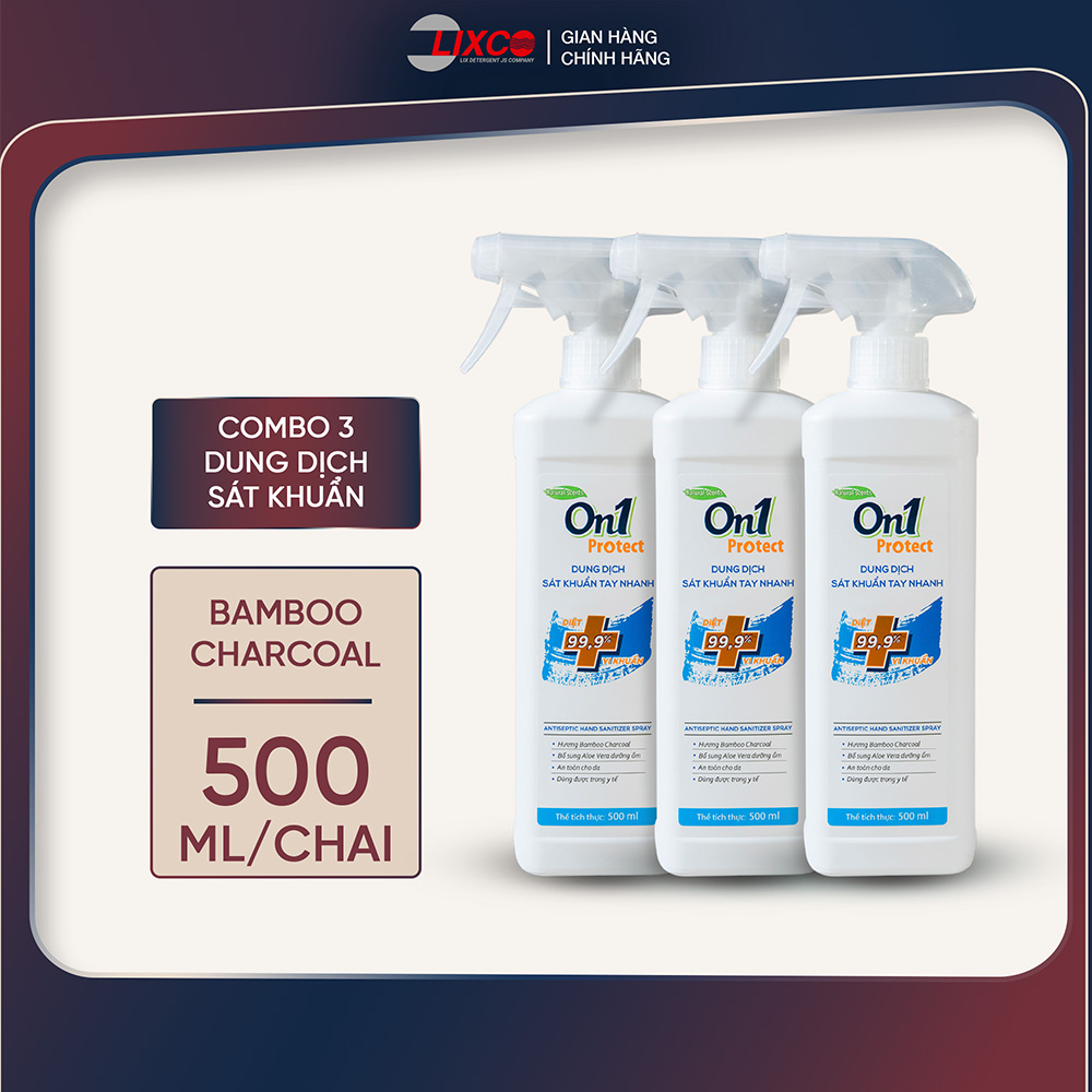 Dung dịch sát khuẩn tay nhanh On1 hương Bamboo Charcoal chai xịt 500ml Lixco Việt Nam