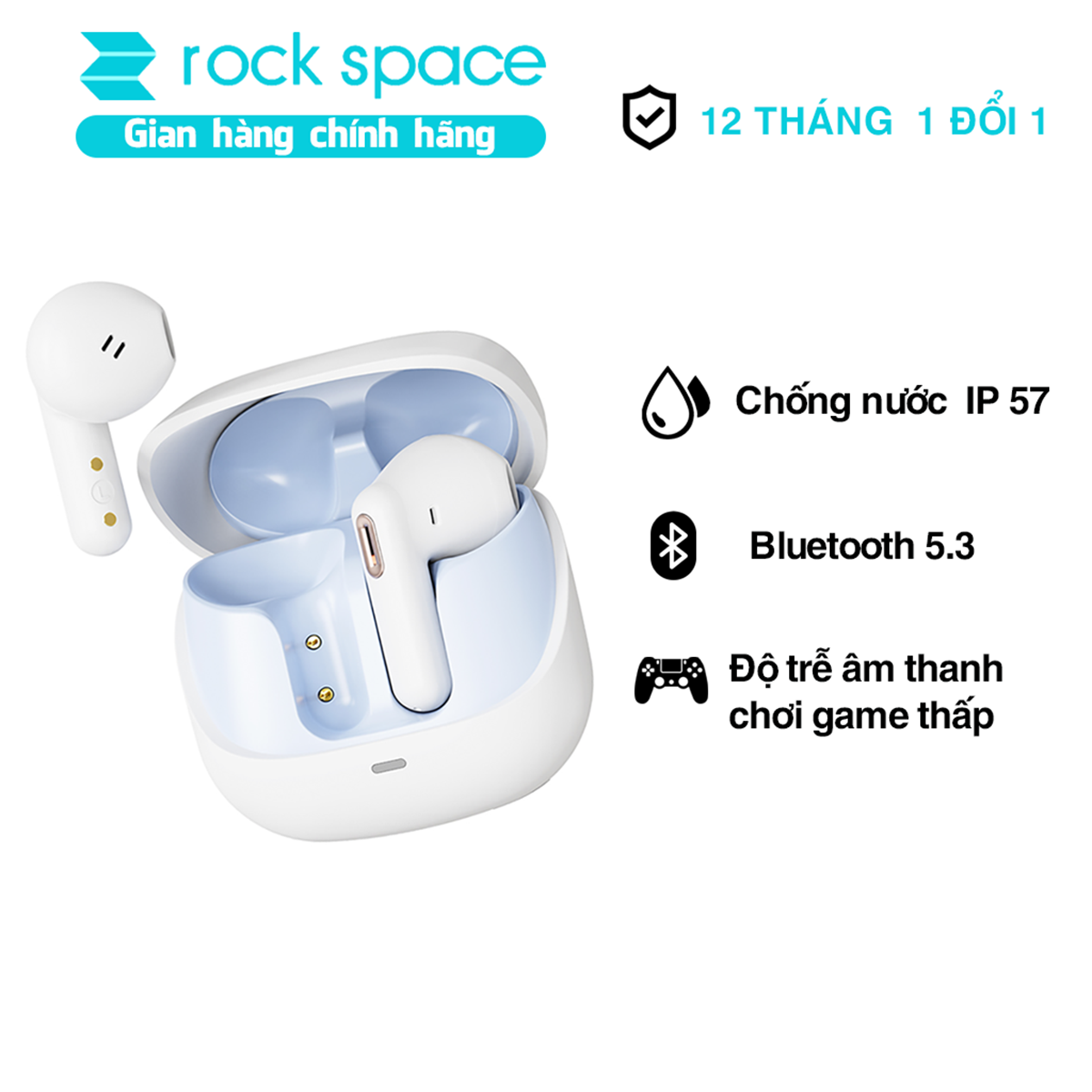 Tai nghe bluetooth 5.3 nhét tai TWS ROCK S3 Mini Wireless Bluetooth Earphones- Bảo hành 12 tháng