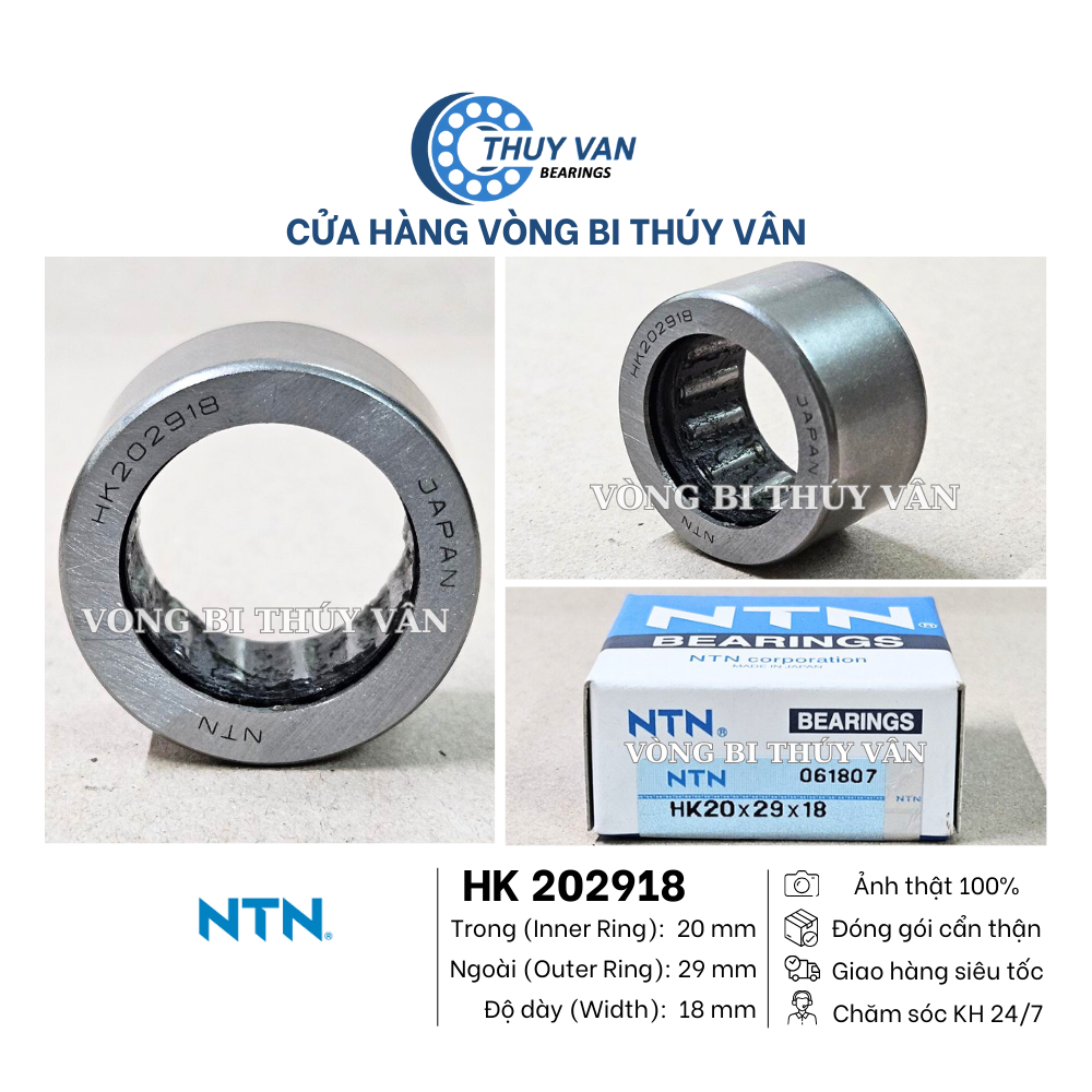 Vòng bi bạc đạn đũa kim xe máy HAI CHIỀU HK 202918 (20x29x18) ; HK 222918 (22x29x18)  hãng NTN
