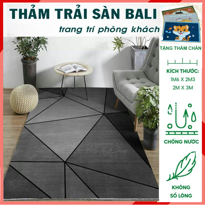 ( TẶNG THẢM CHÂN )Thảm bali trải sàn ( 2mx3m và 2m3x1m6) THẢM Trải Sàn Nỉ ĐẾ Chống Trượt,  Thảm TRẢI SÀN Đa Năng Tại Nhà 3D Sang Trọng Thảm Lót Sàn Cho Phòng Khách Bàn Phòng Trang Trí Phòng Ngủ - THAMNI