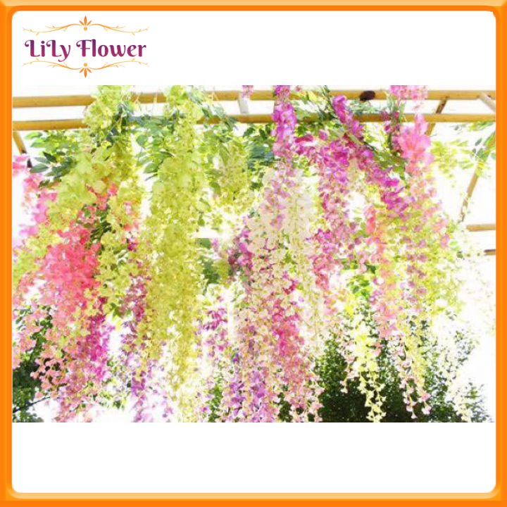 Cành Hoa Wisteria Loại Chùm To Dày Hoa Dài 1m1 Hoa Giả Trang Trí Hoa Treo Tường Hoa Tử Đằng Giả Cao Cấp DC-09