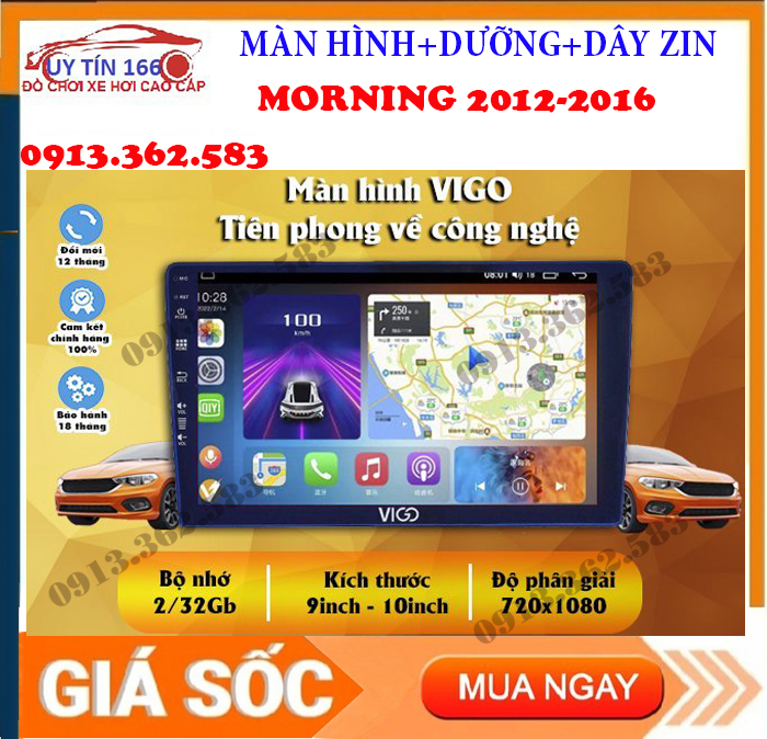 Màn hình DVD android VIGO cho xe KIA MORNING 20122013201420152016 RAM 2G ROM 32G với thiết kế nhỏ gọn tinh tế lắp sim 4G thu phát wifi ra lệnh giọng nói tích hợp vô lăng màn hình DVD cho xe ô tô BẢO HÀNH 12 THÁNG SHOP UY TÍN 166!