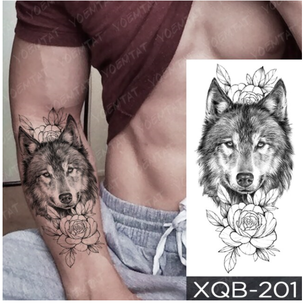 Giảm giá Hình dán chó sói xqb201 - miếng dán hình xăm tatoo đẹp ...