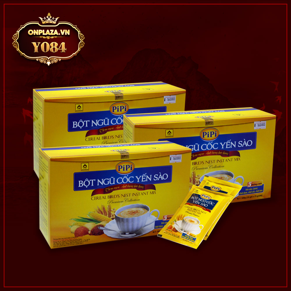 Combo 3 hộp Bột ngũ cốc yến sào PiPi hộp 20 gói
