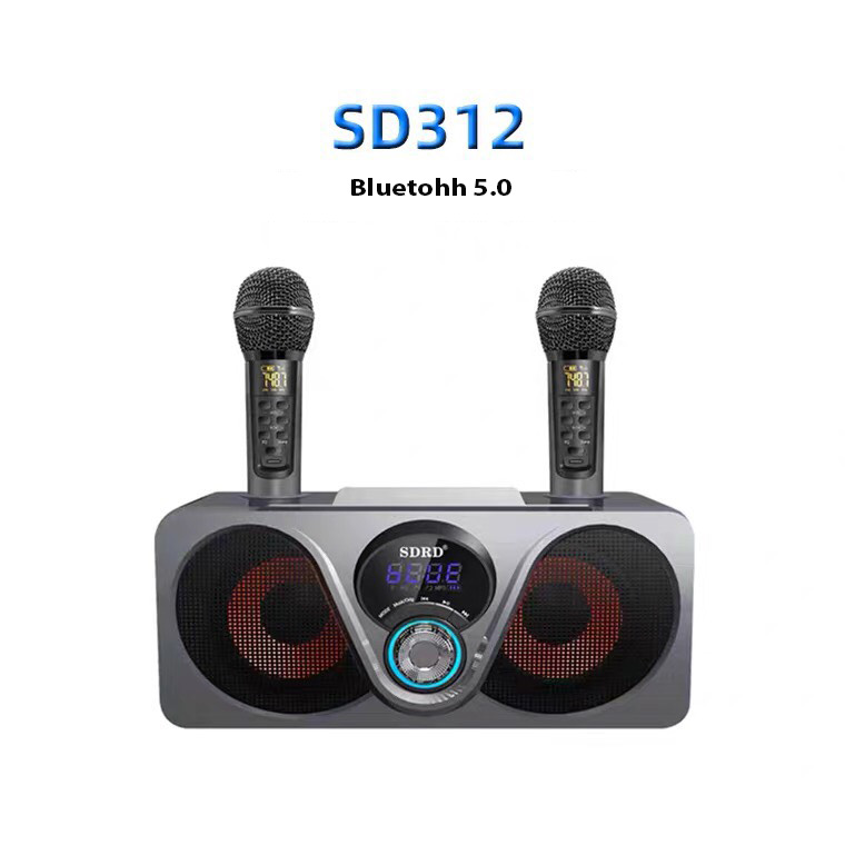 (SĂN SALE HOT) Loa Bluetooth Hát Karaoke Tặng 2 Micro Chất Lượng, Cao Cấp, Loa Karaoke Bluetooth SDRD SD-312 - Loa Mắt Cú Mới Nhất, Kiểu Dáng Nhỏ Gọn, Bắt Mắt, Sang Trọng, Màn Hình LCD, Mic Bắt Nhạy, Kết Nối Bluetooth, AUX, USB, SD Card