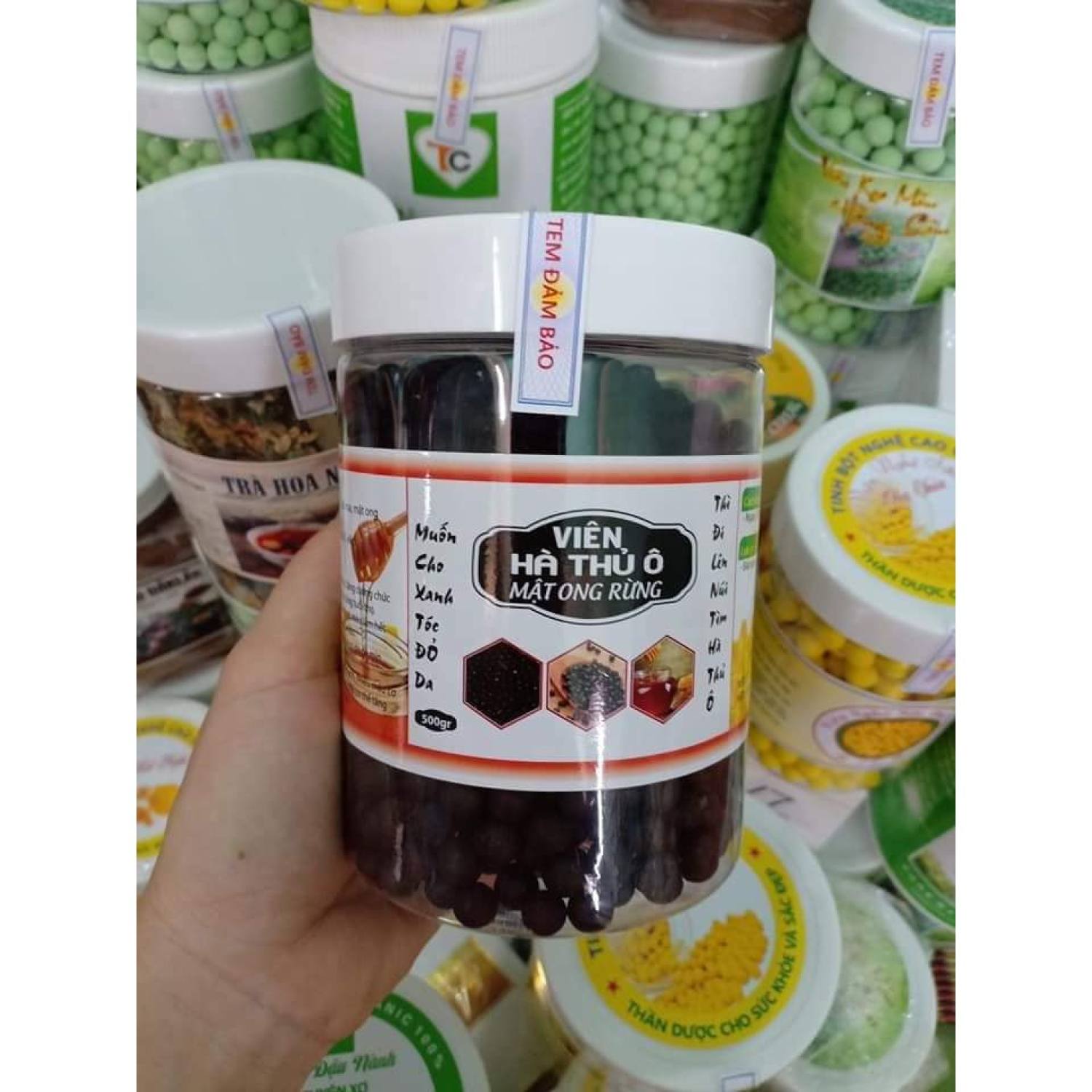 Viên hà thủ ô mật ong rừng - có mã vạch $ giấy attp - hũ 500gram