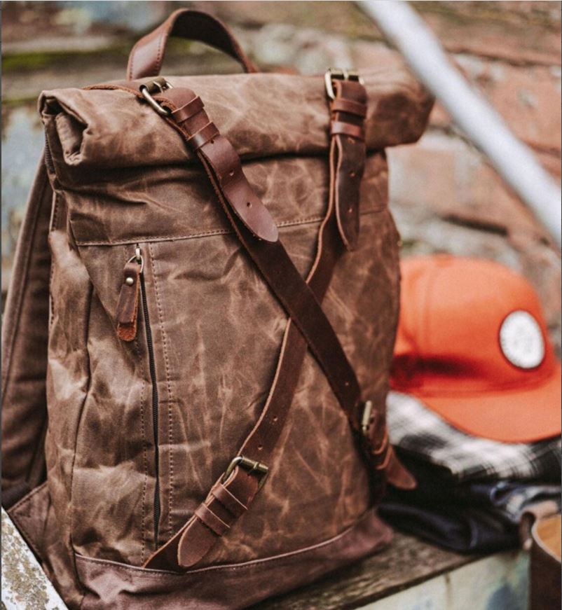 Balo vải bố Canvas nắp đậy da bò xịn chống sốc thời trang trẻ năng động