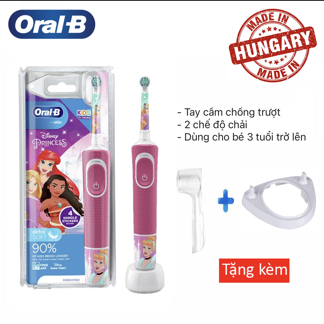 Bàn chải điện Oralb công chúa cho bé gái + hàng tặng kèm