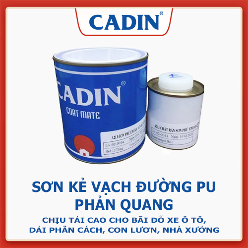 Sơn Kẻ Vạch PU Phản Quang CADIN (Bộ 01Kg) chịu tải trọng cao dùng cho Bãi Xe Ô Tô, Sàn Nhà Xưởng, Sân Thể Thao...