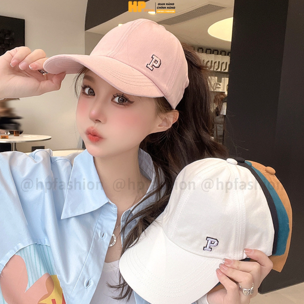 Mũ lưỡi trai ❤️ Nón kết nửa đầu tennis thêu chữ P chất kaki form unisex nam nữ N103 - Happy Style