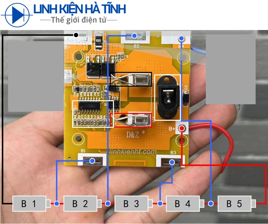 Mạch pin 18v - 21v 5S máy bắn vít mạch sạc và bảo vệ pin 5S 18v - 21v pin máy khoan mới