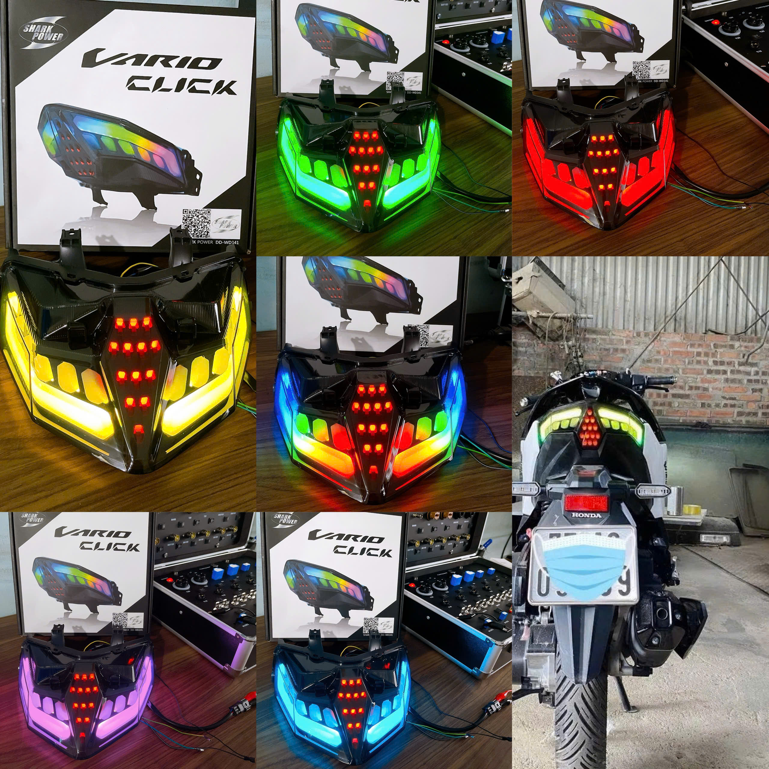 Gi ảm Ngay 60K Đèn Hậu Vario Click 125 - 150 _ Spark Power .Chínhh Hãnng _Hiệu Ứng Audi _ Màu Ae Tùy Ý Chỉnh Nhé. Cực Nét Sáng Bóng Lấp Lánh Lun Nhé!!! Gắn Nhưu ZIn Lun Nhé Ae.