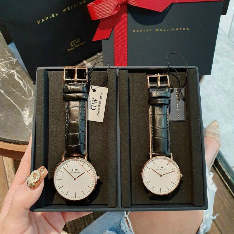 Combo Đồng hồ đôi dây da Danlei WeIIingt0n Classic Petite Sheffield DW00100186 nam size 40mm,nữ size 32mm fullbox,Đồng hồ đôi nam nữ chống nước, Đồng hồ đôi nam nữ tình yêu
