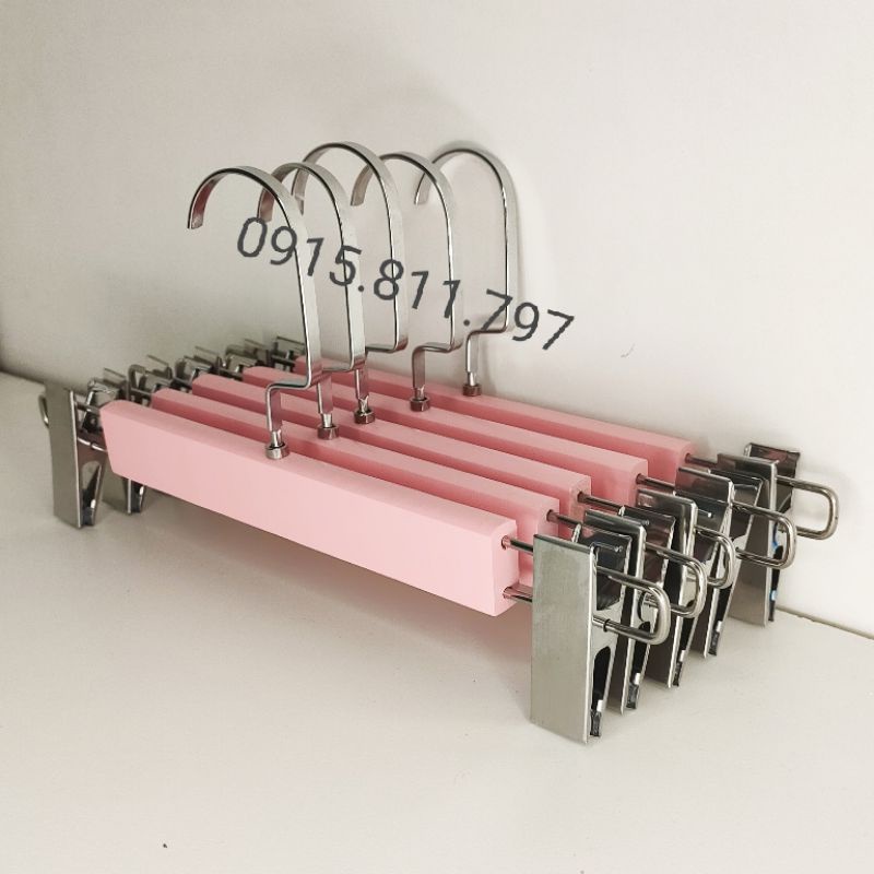 Kẹp gỗ treo quần áo - móc kẹp treo các loại quần,áo,váy,..màu hồng,kích thước 30cm
