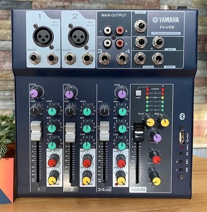 Bàn trộn âm thanh Mixer F4 Yamaha có Bluetooth - USB + Karaoke, thích hợp mọi loại âm ly + Bảo hành 6 tháng lỗi đổi mới