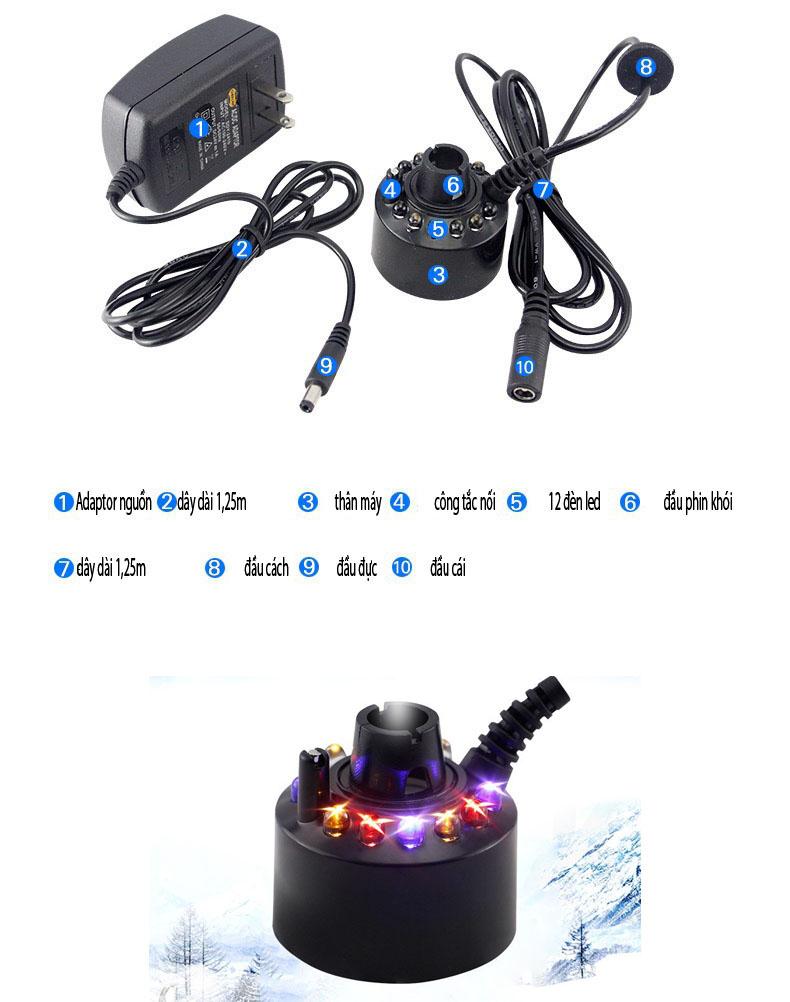 Máy phun sương tạo khói sương có đèn đổi màu dùng cho thác nước (có nguồn)