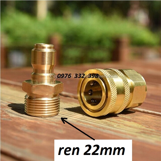 Bộ khớp nối nhanh đầu ra máy xịt rửa, máy rửa xe áp lực cao, máy rửa xe gia đình REN 22MM