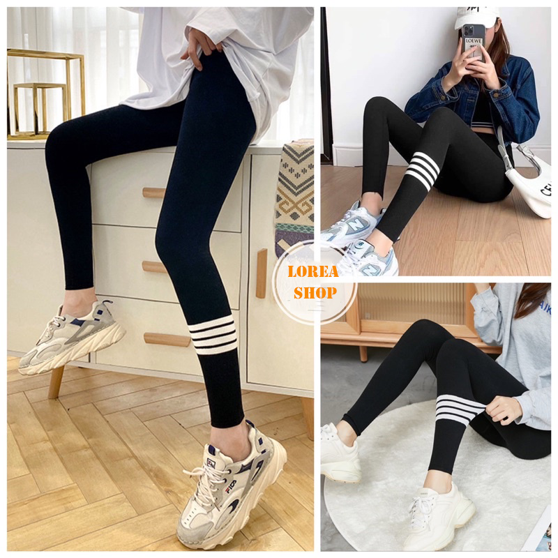 Quần legging, quần dài sọc chân tho.m nữ dáng dài co giãn