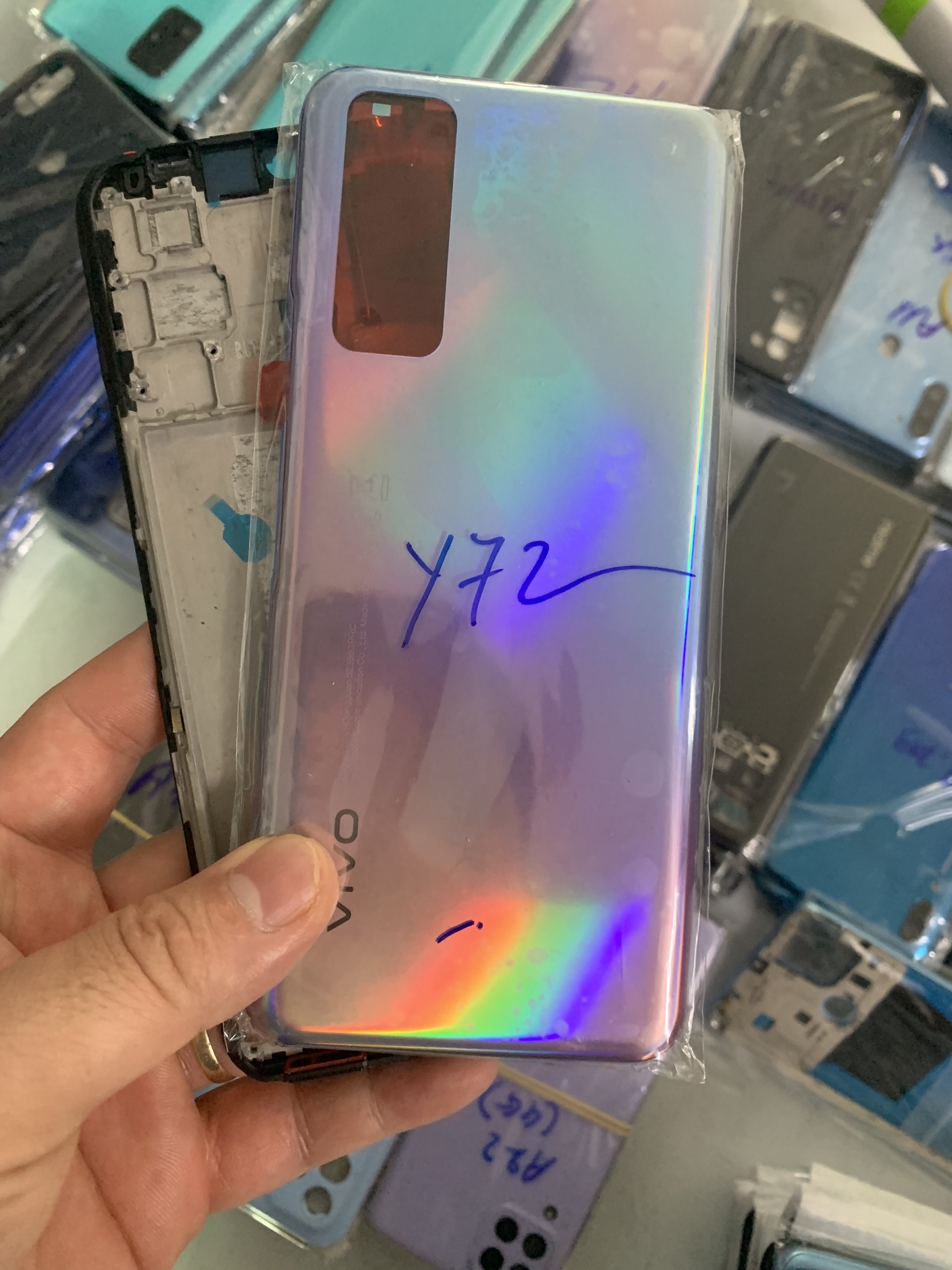 Bộ xương vỏ điện thoại vivo Y72 - 5G / Full khay sim kính cam
