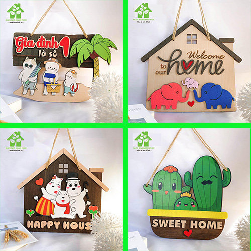 Bảng gỗ decor trang trí nhà cửa 🌺chủ đề Gia đình là số một 🌺(tặng kem móc treo tường)