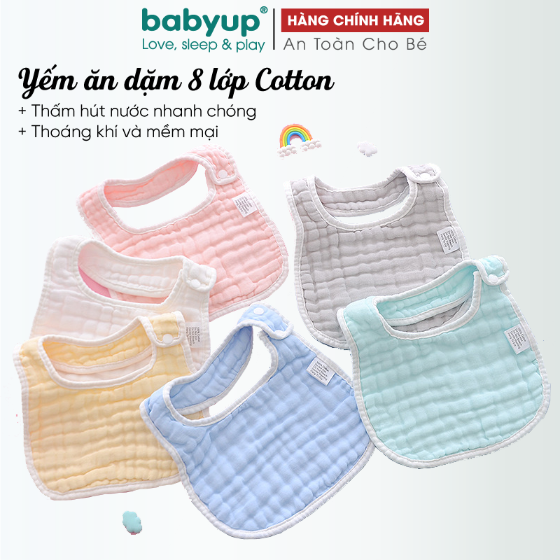 Yếm cho bé ăn dặm 8 lớp, hình chữ U, chống thấm cao cấp. Yếm ăn dặm chữ U 100% Cotton. Yếm vuống, yếm xô cho bé
