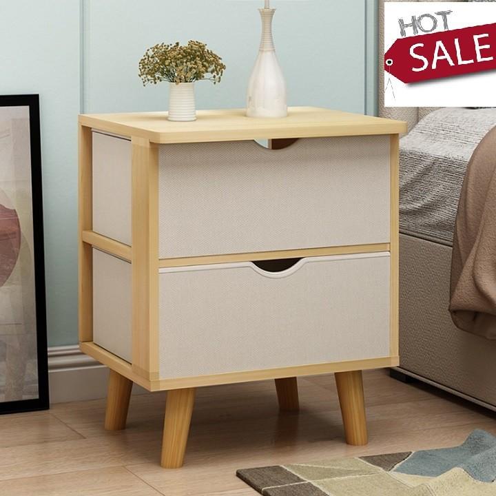 Bàn/táp đầu giường 4 chân bắc âu 2 ngăn kéo - Kệ tủ đầu giường RE0605