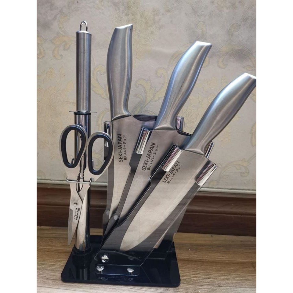 Bộ dao nhật inox 6 món nhà bếp cao cấp kèm khay đựng