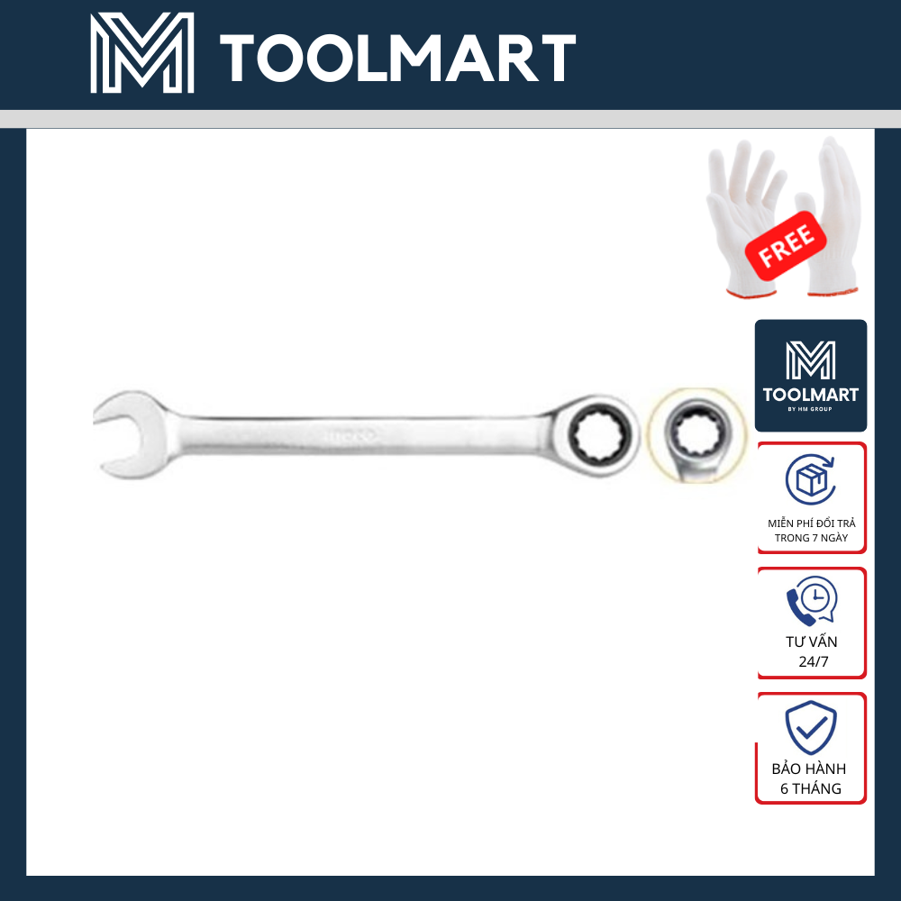 Cờ lê vòng miệng tự động ingco - size 8-27mm - hàng chính hãng