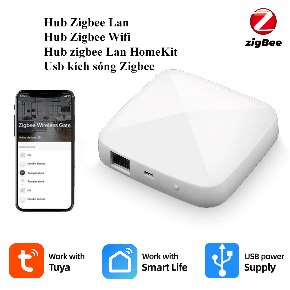 Bộ điều khiển nhà trung tâm Hub Zigbee Tuya /hub zigbee wifi/hub zigbee lan/hub zigbee homekit