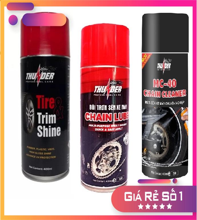 Vệ Sinh Sên + Dưỡng Sên + Dưỡng nhựa nhám, đánh bóng lốp, dung dịch vệ sinh sên và bôi trơn sên