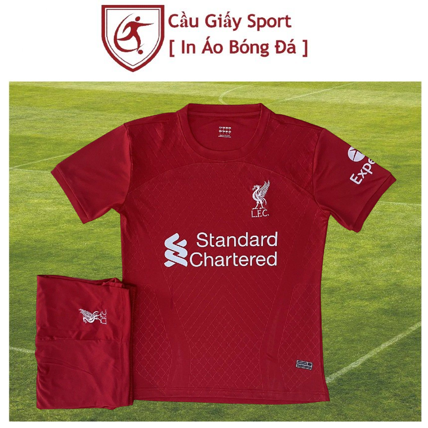 Áo bóng đá clb liverpool màu đỏ kẻ - vải thun lạnh
