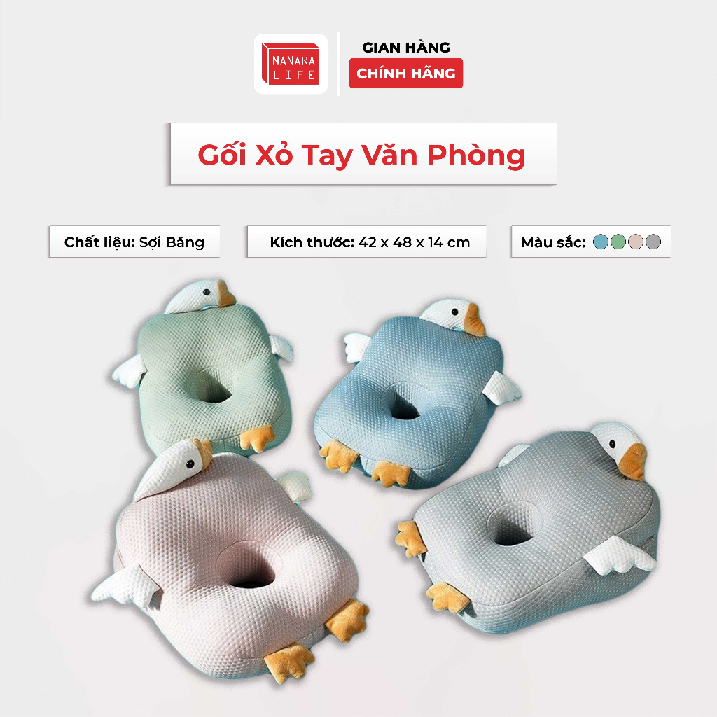 Gối Ngủ Văn Phòng Nanara Life Úp Mặt, Xỏ Tay, Tạo Tư Thế Thoải Mái, Chất Liệu Sợi Băng Mềm Mại