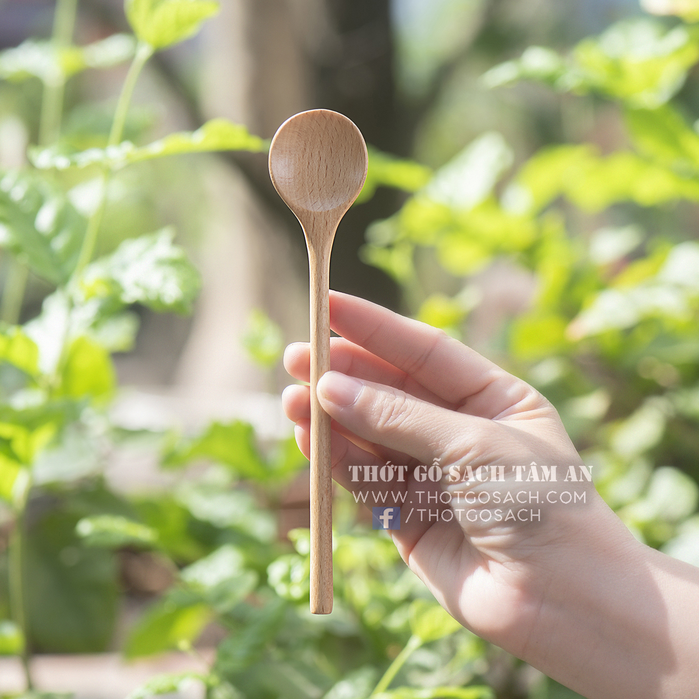 Muỗng tròn d16, gỗ beech nguyên khối, dài 16cm, thương hiệu tâm an