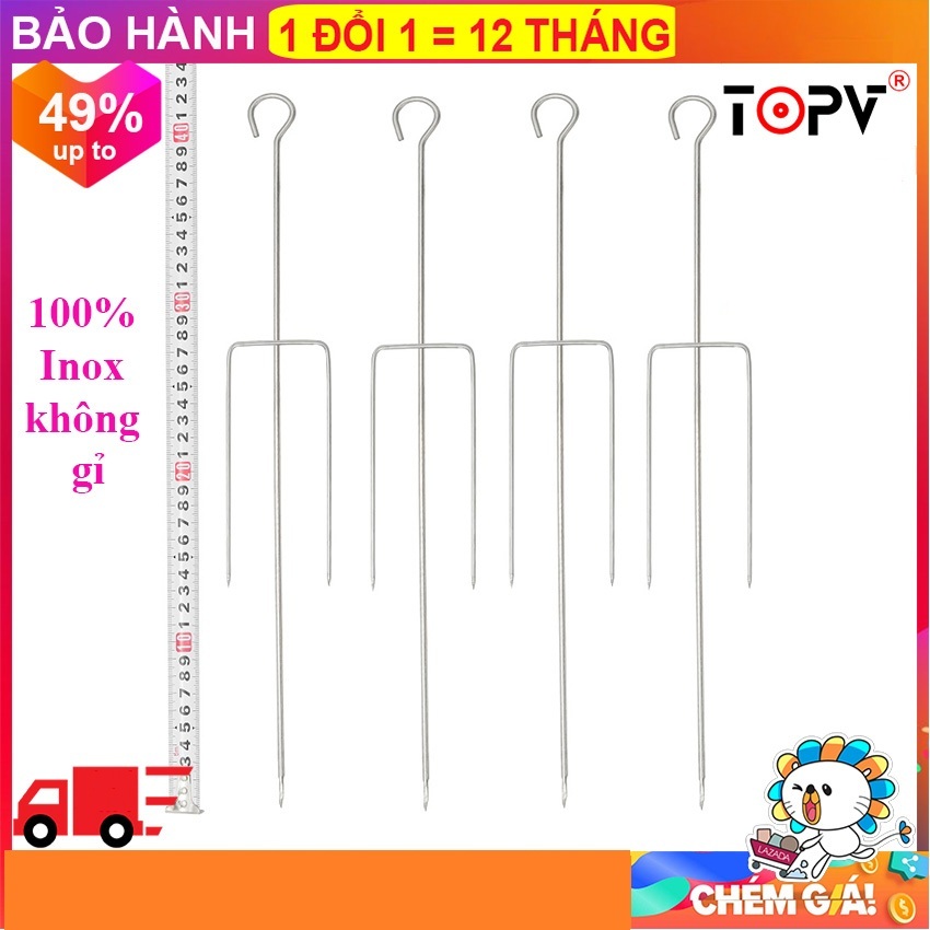 Xiên đinh ba TopV 42cm, phù hợp bếp TopV V5M và V5S, xiên nướng gà vịt cá, Inox cao cấp, không gỉ, xiên nướng inox, siêu bền, xiên 3 nướng tiện dụng