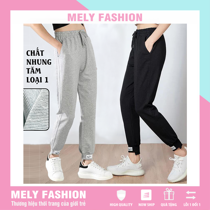 Quần jogger unisex nam nữ bo gấu dáng thể thao chất nhung tăm LOẠI 1 dày dặn có bigsize QD18