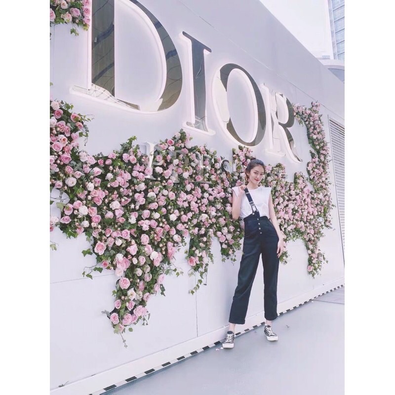 Quần jean nữ quần yếm demin jumpsuit trắng đen quần jean cạp cao hottrend 2021