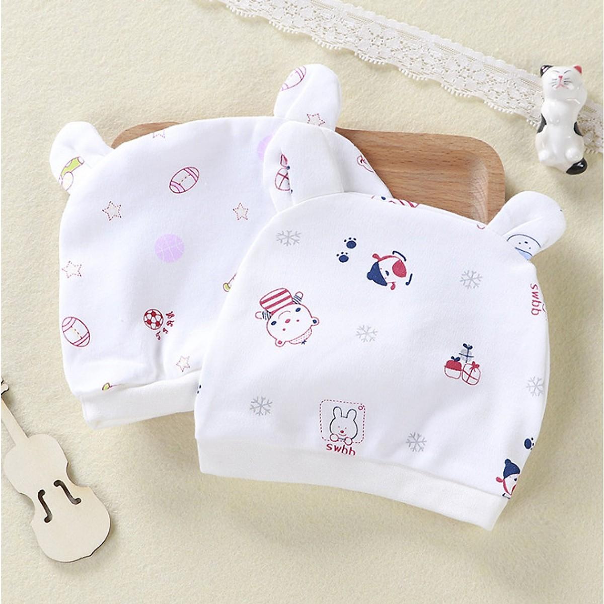 Combo 2 Mũ Che Thóp Cotton Mềm Cho Trẻ Sơ Sinh 0-6 Tháng ( Bé Gái )