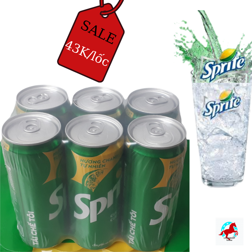 COMBO LỐC 6 LON Nước ngọt Sprite 320ml - LOILEOSHOP BC 22- Sảng khoái tức thì, Đập tan cơn khát