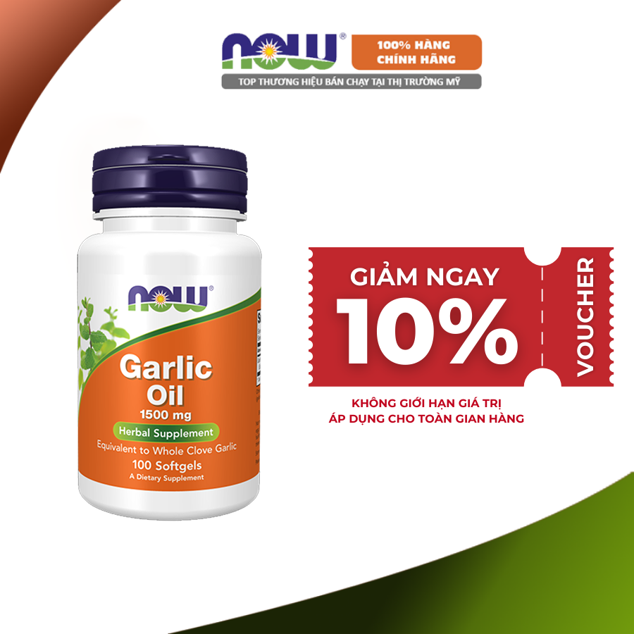 Now garlic oil 1500mg, tinh dầu tỏi tăng cường miễn dịch, tốt cho tim mạch