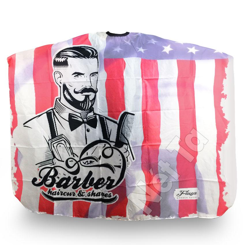 Áo choàng cắt tóc móc cài kết hợp với thun cổ chống thấm nước tiện lợi họa tiết Barber Shop chất lượng