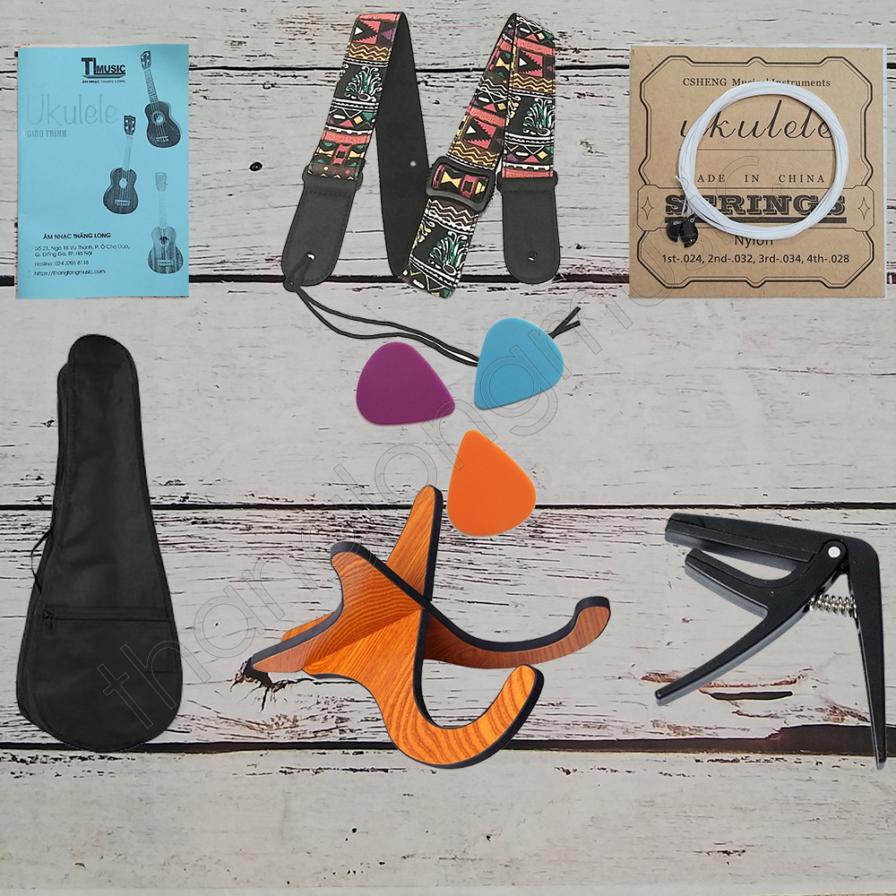 Bộ Phụ Kiện Đàn Ukulele (Giáo Trình, Dây Đàn , Bao Đựng Đàn, Capo, Móng Gảy, Dây Đeo, Giá Để Ukulele) - Nhiều Phân Loại Lựa Chọn